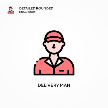 Teslimatçı vektör ikonu. Modern vektör illüstrasyon kavramları. Düzenlemesi ve kişiselleştirmesi kolay.