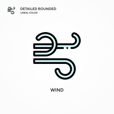 Rüzgar vektör simgesi. Modern vektör illüstrasyon kavramları. Düzenlemesi ve kişiselleştirmesi kolay.