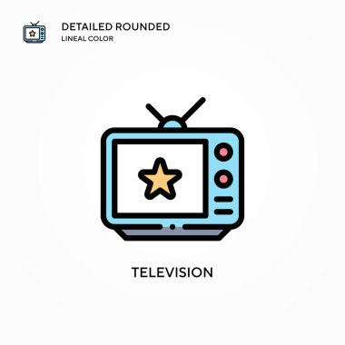 Televizyon vektör simgesi. Modern vektör illüstrasyon kavramları. Düzenlemesi ve kişiselleştirmesi kolay.