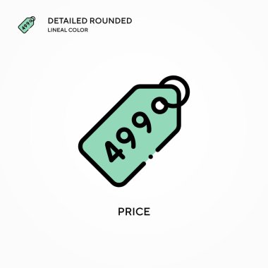 Fiyat vektör simgesi. Modern vektör illüstrasyon kavramları. Düzenlemesi ve kişiselleştirmesi kolay.
