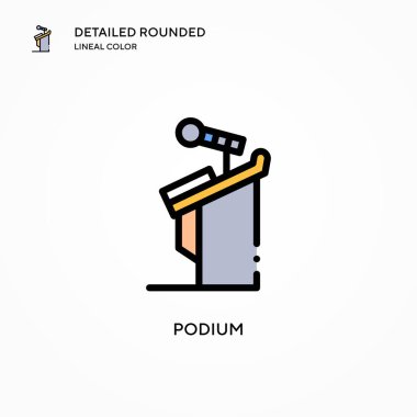 Podyum vektör simgesi. Modern vektör illüstrasyon kavramları. Düzenlemesi ve kişiselleştirmesi kolay.