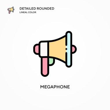 Megafon vektör simgesi. Modern vektör illüstrasyon kavramları. Düzenlemesi ve kişiselleştirmesi kolay.