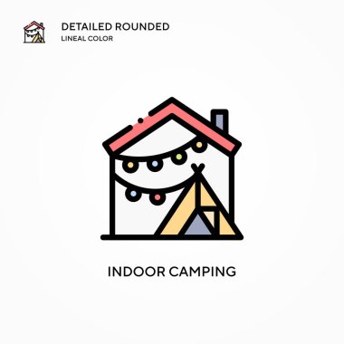 Kapalı alan kamp vektör simgesi. Modern vektör illüstrasyon kavramları. Düzenlemesi ve kişiselleştirmesi kolay.