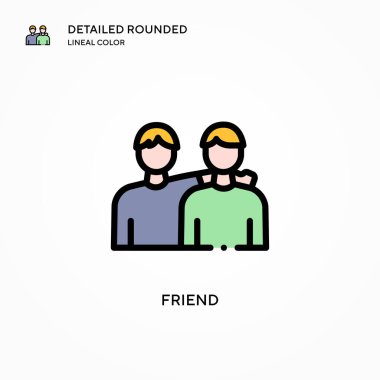 Arkadaş vektör simgesi. Modern vektör illüstrasyon kavramları. Düzenlemesi ve kişiselleştirmesi kolay.