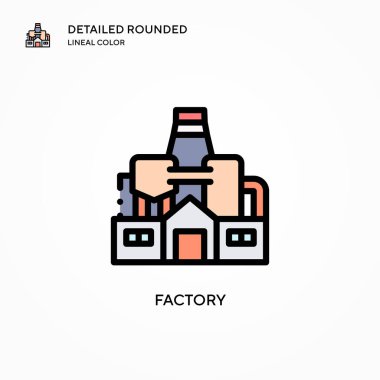 Fabrika vektör simgesi. Modern vektör illüstrasyon kavramları. Düzenlemesi ve kişiselleştirmesi kolay.