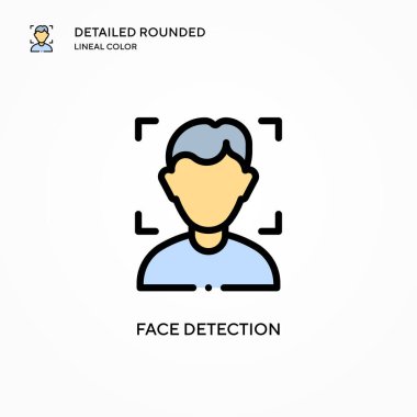 Yüz tanıma vektör simgesi. Modern vektör illüstrasyon kavramları. Düzenlemesi ve kişiselleştirmesi kolay.