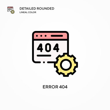 Hata 404 vektör simgesi. Modern vektör illüstrasyon kavramları. Düzenlemesi ve kişiselleştirmesi kolay.