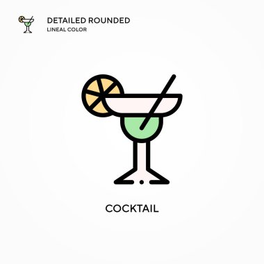 Kokteyl vektör simgesi. Modern vektör illüstrasyon kavramları. Düzenlemesi ve kişiselleştirmesi kolay.