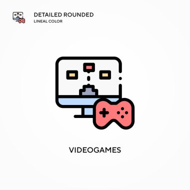 Video oyunları vektör simgesi. Modern vektör illüstrasyon kavramları. Düzenlemesi ve kişiselleştirmesi kolay.