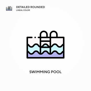 Yüzme havuzu vektör simgesi. Modern vektör illüstrasyon kavramları. Düzenlemesi ve kişiselleştirmesi kolay.