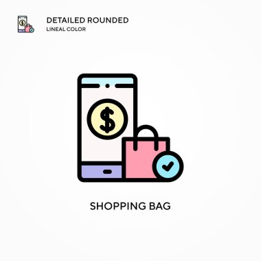 Alışveriş poşeti vektör simgesi. Modern vektör illüstrasyon kavramları. Düzenlemesi ve kişiselleştirmesi kolay.