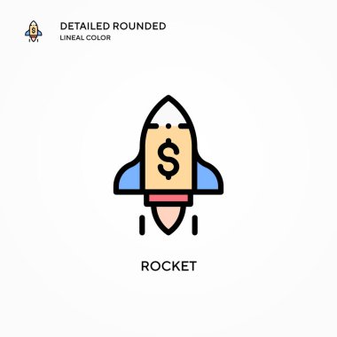 Roket vektör simgesi. Modern vektör illüstrasyon kavramları. Düzenlemesi ve kişiselleştirmesi kolay.