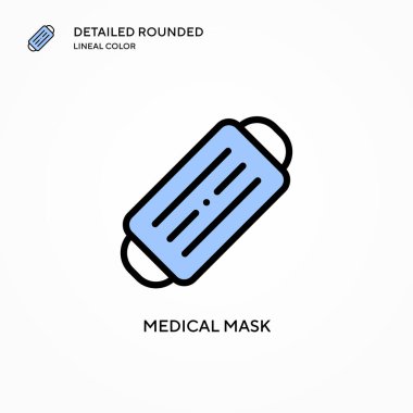 Tıbbi maske vektör simgesi. Modern vektör illüstrasyon kavramları. Düzenlemesi ve kişiselleştirmesi kolay.