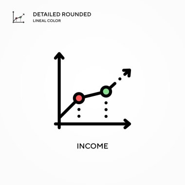 Gelir vektör simgesi. Modern vektör illüstrasyon kavramları. Düzenlemesi ve kişiselleştirmesi kolay.