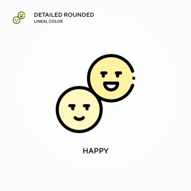 Mutlu vektör simgesi. Modern vektör illüstrasyon kavramları. Düzenlemesi ve kişiselleştirmesi kolay.