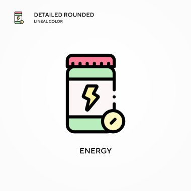 Enerji vektör simgesi. Modern vektör illüstrasyon kavramları. Düzenlemesi ve kişiselleştirmesi kolay.