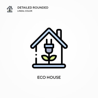 Eko ev vektör simgesi. Modern vektör illüstrasyon kavramları. Düzenlemesi ve kişiselleştirmesi kolay.