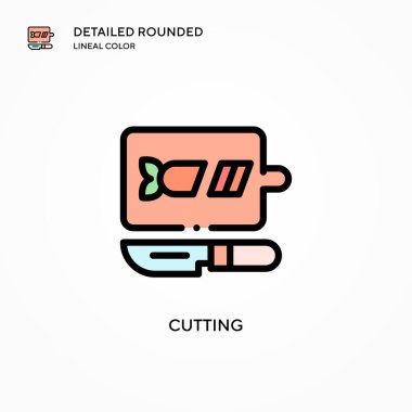 Vektör simgesi kesiliyor. Modern vektör illüstrasyon kavramları. Düzenlemesi ve kişiselleştirmesi kolay.