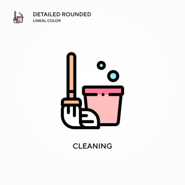 Temizleme vektör simgesi. Modern vektör illüstrasyon kavramları. Düzenlemesi ve kişiselleştirmesi kolay.