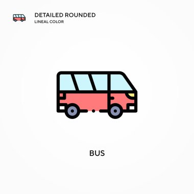 Otobüs vektör simgesi. Modern vektör illüstrasyon kavramları. Düzenlemesi ve kişiselleştirmesi kolay.