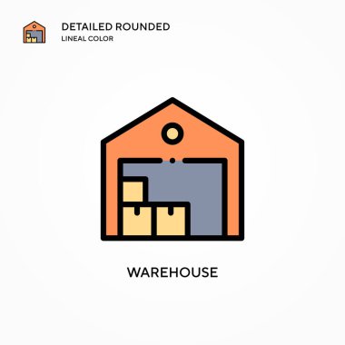 Depo vektör simgesi. Modern vektör illüstrasyon kavramları. Düzenlemesi ve kişiselleştirmesi kolay.