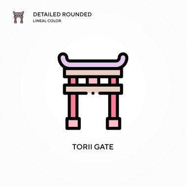 Torii geçit vektör simgesi. Modern vektör illüstrasyon kavramları. Düzenlemesi ve kişiselleştirmesi kolay.