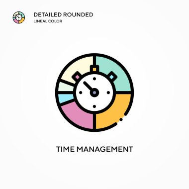 Zaman yönetimi vektör simgesi. Modern vektör illüstrasyon kavramları. Düzenlemesi ve kişiselleştirmesi kolay.