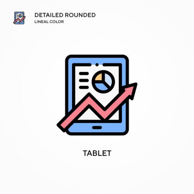 Tablet vektör simgesi. Modern vektör illüstrasyon kavramları. Düzenlemesi ve kişiselleştirmesi kolay.
