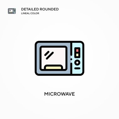 Mikrodalga vektör simgesi. Modern vektör illüstrasyon kavramları. Düzenlemesi ve kişiselleştirmesi kolay.