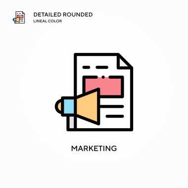 Pazarlama vektör simgesi. Modern vektör illüstrasyon kavramları. Düzenlemesi ve kişiselleştirmesi kolay.