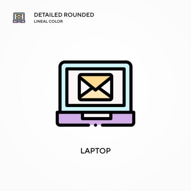 Laptop vektör simgesi. Modern vektör illüstrasyon kavramları. Düzenlemesi ve kişiselleştirmesi kolay.