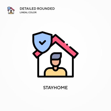 Evde kal vektör simgesi. Modern vektör illüstrasyon kavramları. Düzenlemesi ve kişiselleştirmesi kolay.