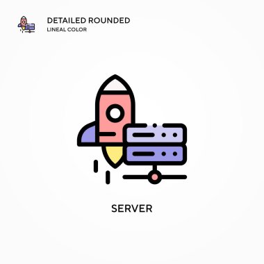Sunucu vektör simgesi. Modern vektör illüstrasyon kavramları. Düzenlemesi ve kişiselleştirmesi kolay.