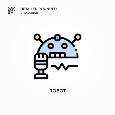 Robot vektör simgesi. Modern vektör illüstrasyon kavramları. Düzenlemesi ve kişiselleştirmesi kolay.