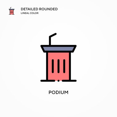 Podyum vektör simgesi. Modern vektör illüstrasyon kavramları. Düzenlemesi ve kişiselleştirmesi kolay.