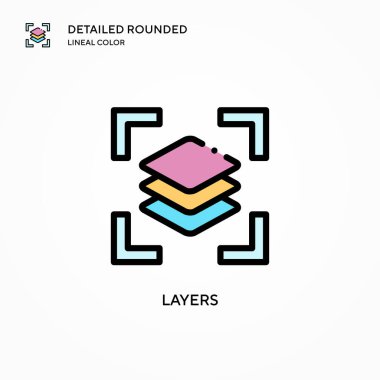 Katman vektör simgesi. Modern vektör illüstrasyon kavramları. Düzenlemesi ve kişiselleştirmesi kolay.