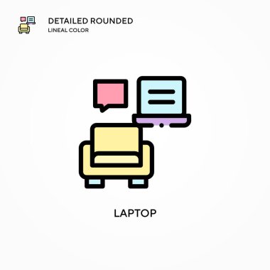 Laptop vektör simgesi. Modern vektör illüstrasyon kavramları. Düzenlemesi ve kişiselleştirmesi kolay.