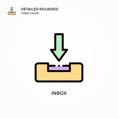 Gelen kutusu vektör simgesi. Modern vektör illüstrasyon kavramları. Düzenlemesi ve kişiselleştirmesi kolay.