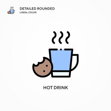 Sıcak içecek vektör simgesi. Modern vektör illüstrasyon kavramları. Düzenlemesi ve kişiselleştirmesi kolay.