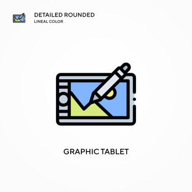 Grafik tablet vektör simgesi. Modern vektör illüstrasyon kavramları. Düzenlemesi ve kişiselleştirmesi kolay.