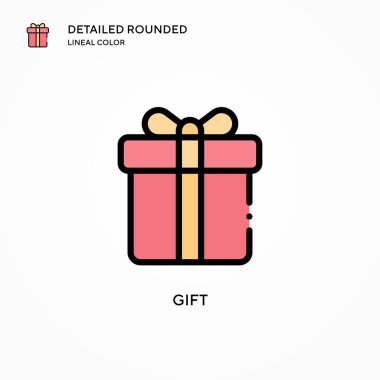 Hediye vektör simgesi. Modern vektör illüstrasyon kavramları. Düzenlemesi ve kişiselleştirmesi kolay.