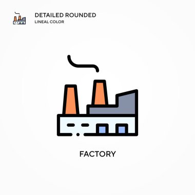 Fabrika vektör simgesi. Modern vektör illüstrasyon kavramları. Düzenlemesi ve kişiselleştirmesi kolay.