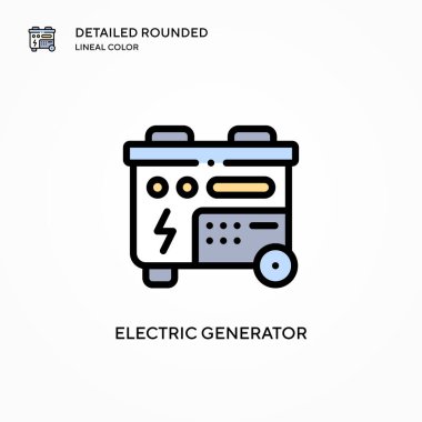 Elektrik jeneratörü vektör simgesi. Modern vektör illüstrasyon kavramları. Düzenlemesi ve kişiselleştirmesi kolay.