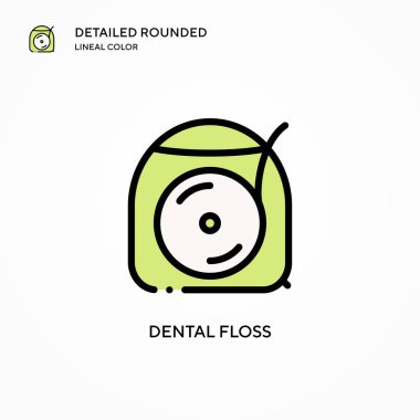 Diş ipi vektör simgesi. Modern vektör illüstrasyon kavramları. Düzenlemesi ve kişiselleştirmesi kolay.