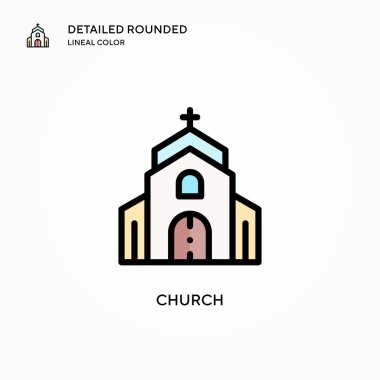 Kilise vektör ikonu. Modern vektör illüstrasyon kavramları. Düzenlemesi ve kişiselleştirmesi kolay.
