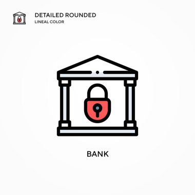 Banka vektör simgesi. Modern vektör illüstrasyon kavramları. Düzenlemesi ve kişiselleştirmesi kolay.