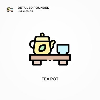 Çay demliği vektör simgesi. Modern vektör illüstrasyon kavramları. Düzenlemesi ve kişiselleştirmesi kolay.