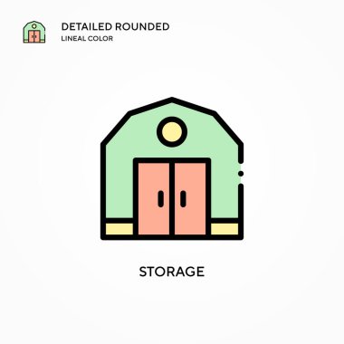 Depolama vektör simgesi. Modern vektör illüstrasyon kavramları. Düzenlemesi ve kişiselleştirmesi kolay.