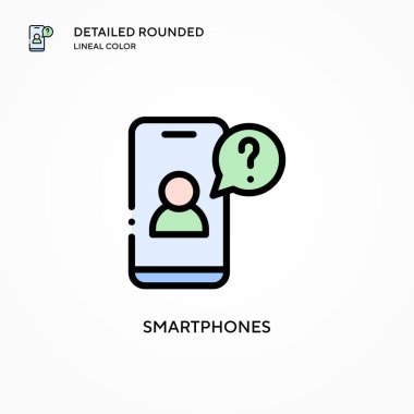 Akıllı telefonlar vektör simgesi. Modern vektör illüstrasyon kavramları. Düzenlemesi ve kişiselleştirmesi kolay.