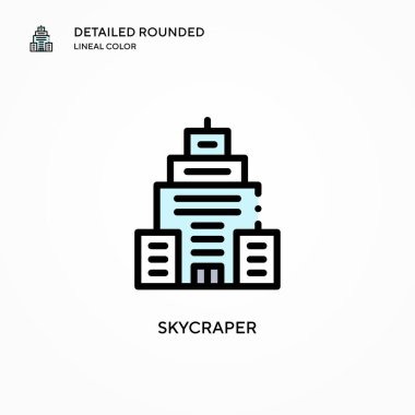 Skycraper vektör simgesi. Modern vektör illüstrasyon kavramları. Düzenlemesi ve kişiselleştirmesi kolay.
